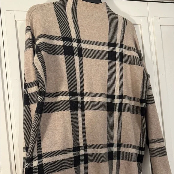 Max Studio Plaid Mock Neck Sweater in Beige and Black - Picture 2 of 6